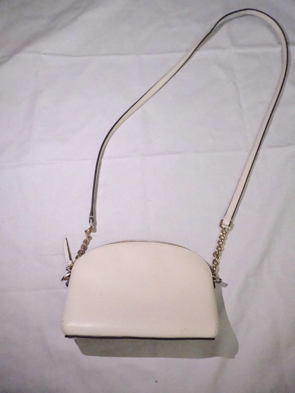kate spade cream leather crossbody with gold chain accents